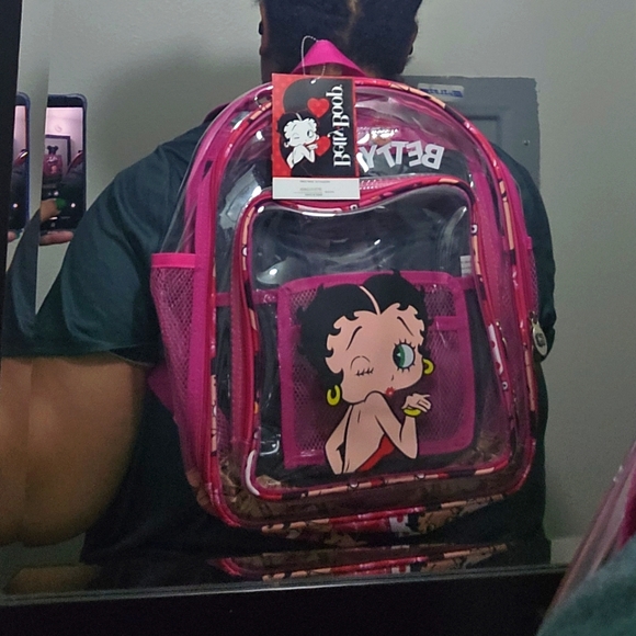 🍒🍒 Betty Boop Clear Pink Backpack - Picture 9 of 9